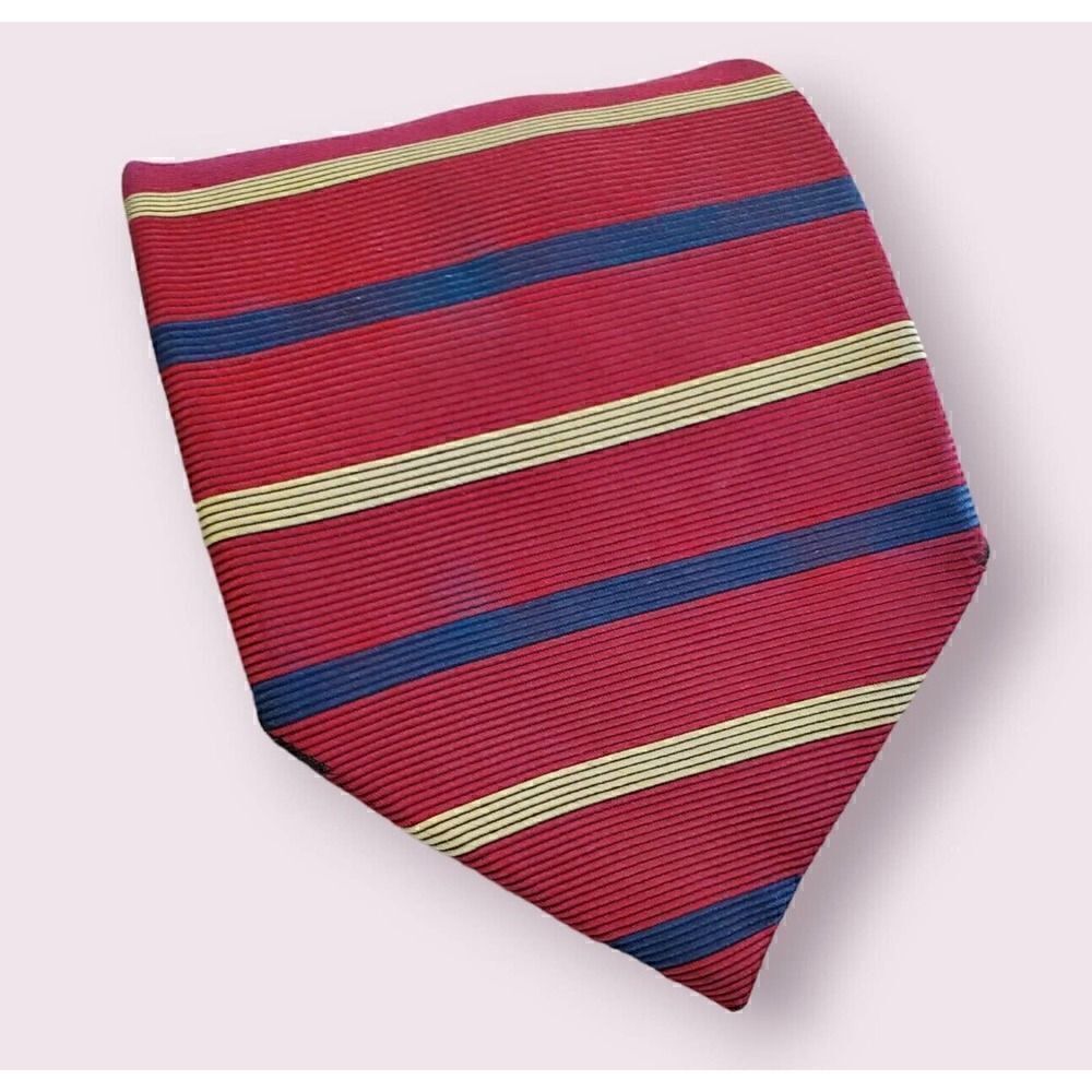 Brooks Brothers Makers Blue, Red & Gold Striped Necktie Tie Preppy | Ivy | Trad